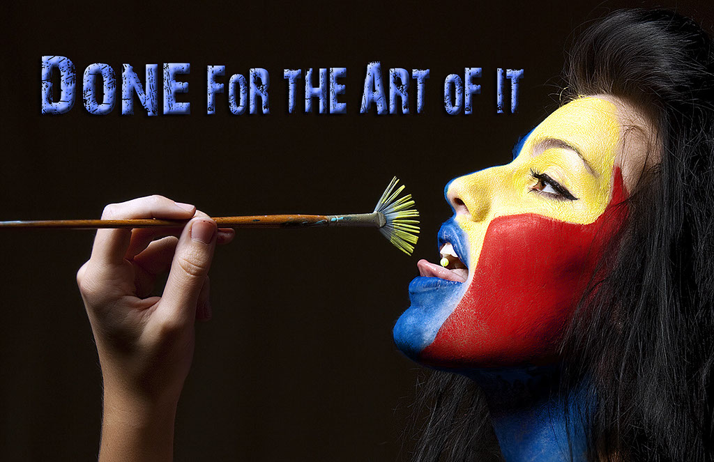 Paint brush red blue yellow girl